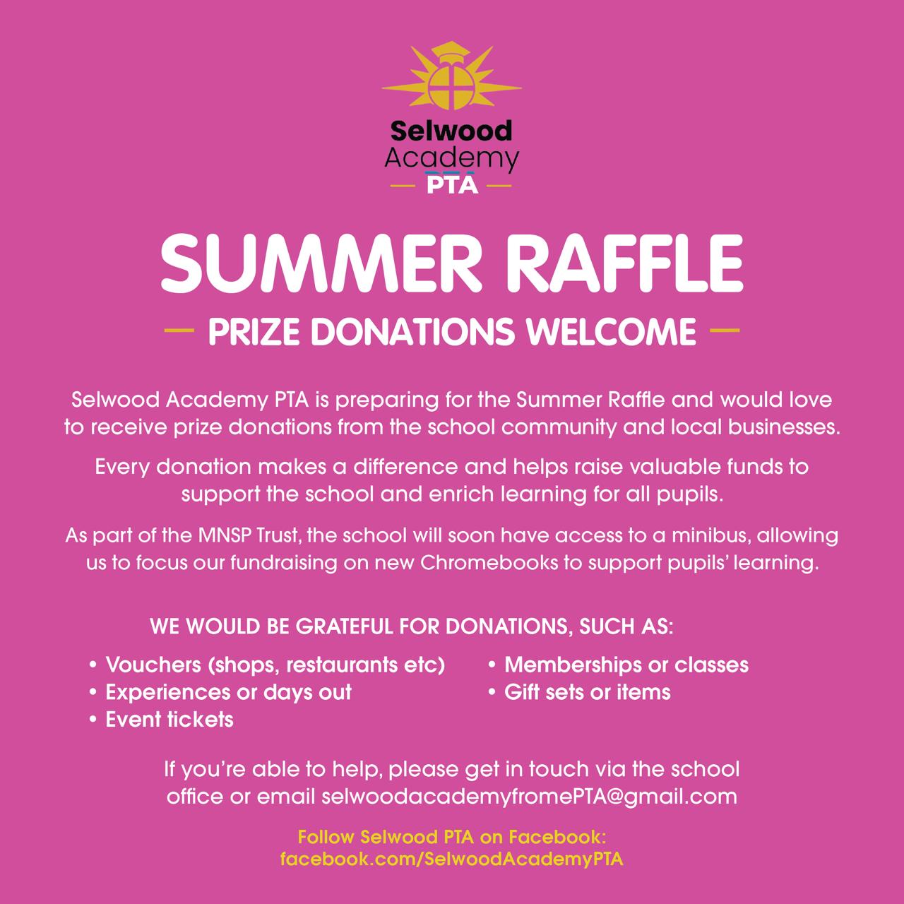 Image of Summer Raffle Prize Donations Needed