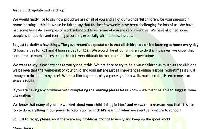 Image of Letter to Parents/Carers