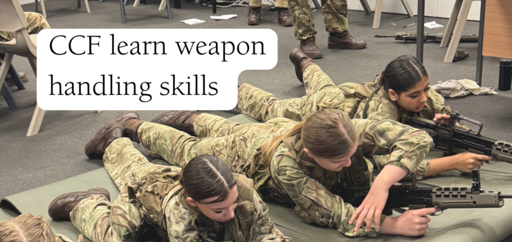 Combined Cadet Force students learning about weapon handling