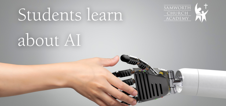 a human hand shakes hands with a robot hand