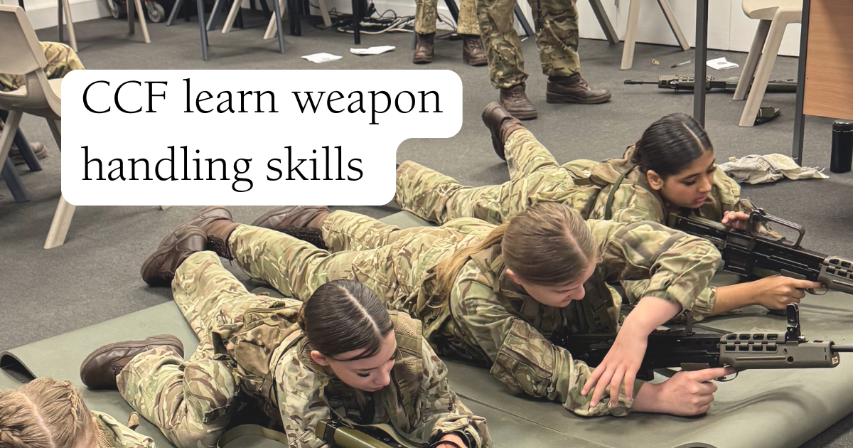Combined Cadet Force students learning about weapon handling