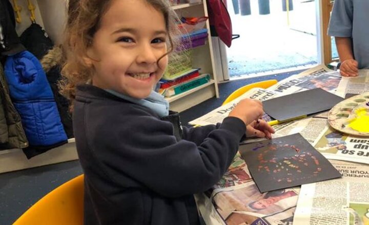 Image of Firework painting in Reception