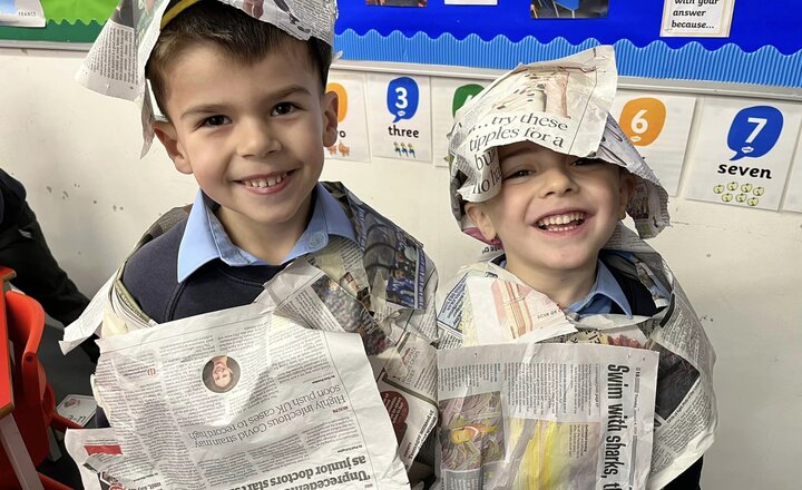 Image of Year 1 get creative with newspaper