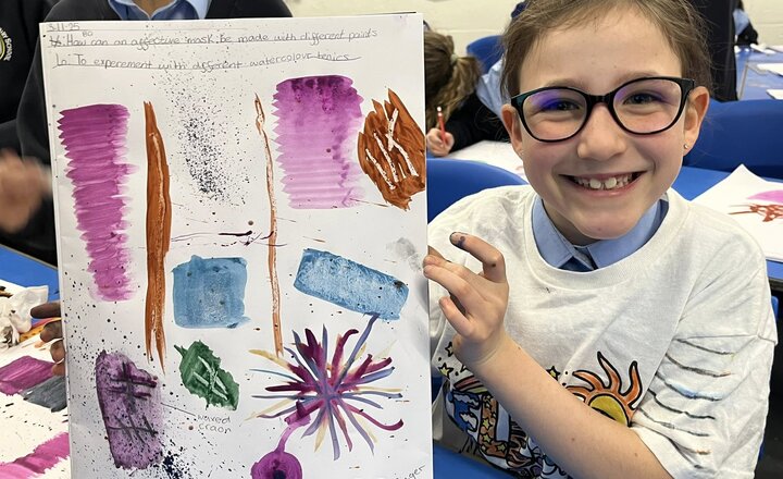 Image of Year 4 Experimenting with Watercolours in Art 