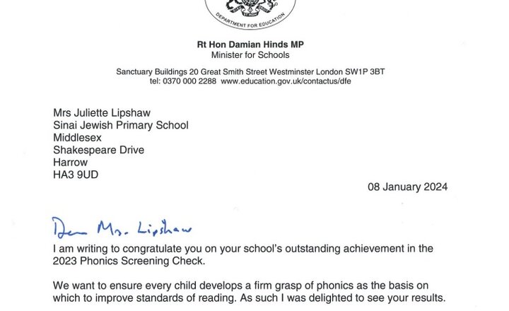 Image of We are top 3% of all primary school for phonics 