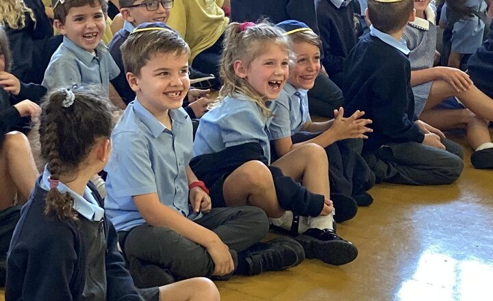 Image of Year 2 launch their English text with theatrical performance