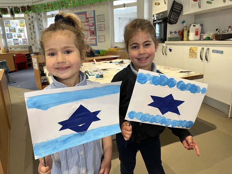 Image of Nursery prepare flags for Yom Ha'atzmaut 