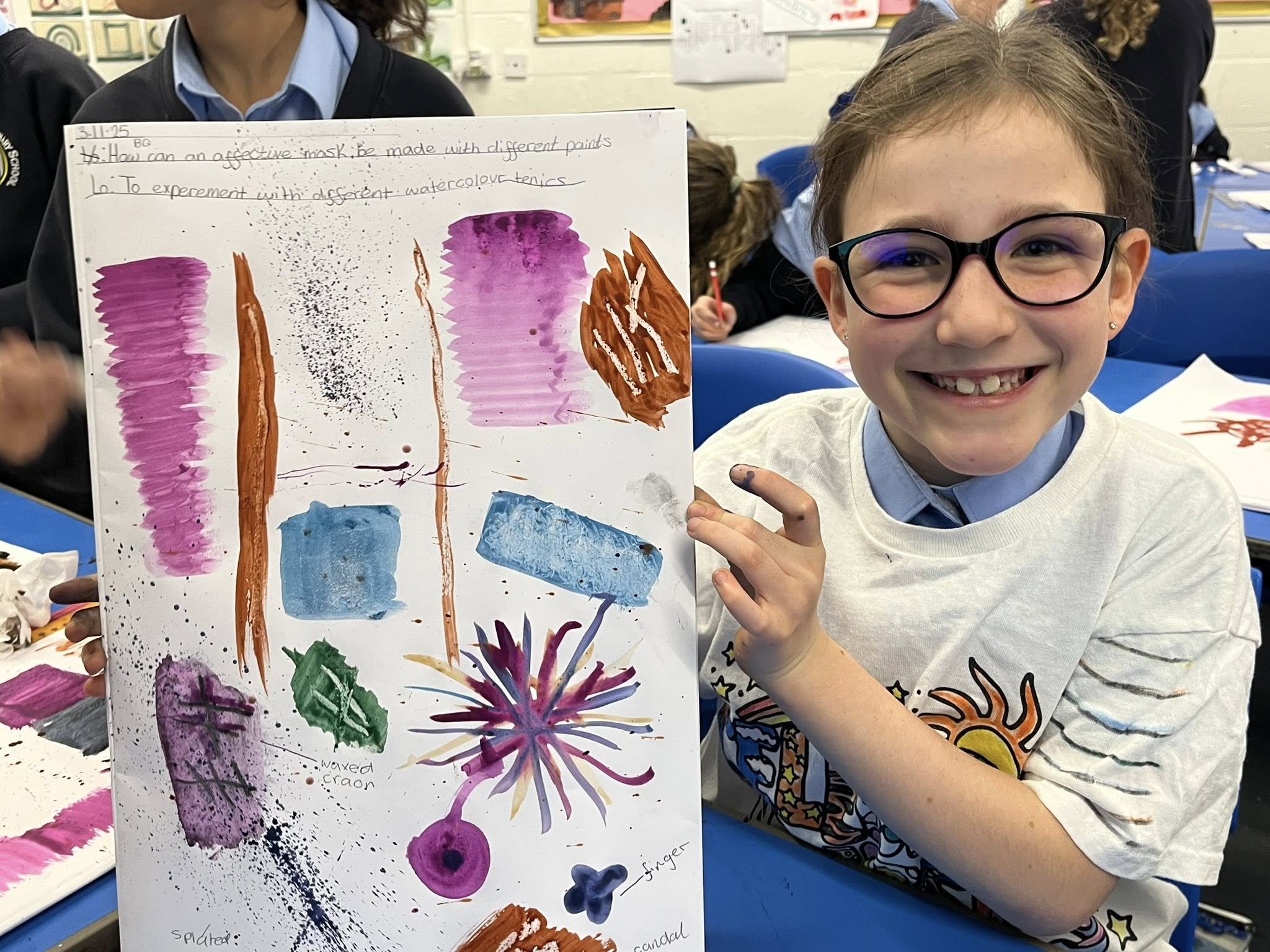 Image of Year 4 Experimenting with Watercolours in Art 