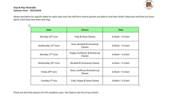Image of Stay & Play Sessions - Summer 2