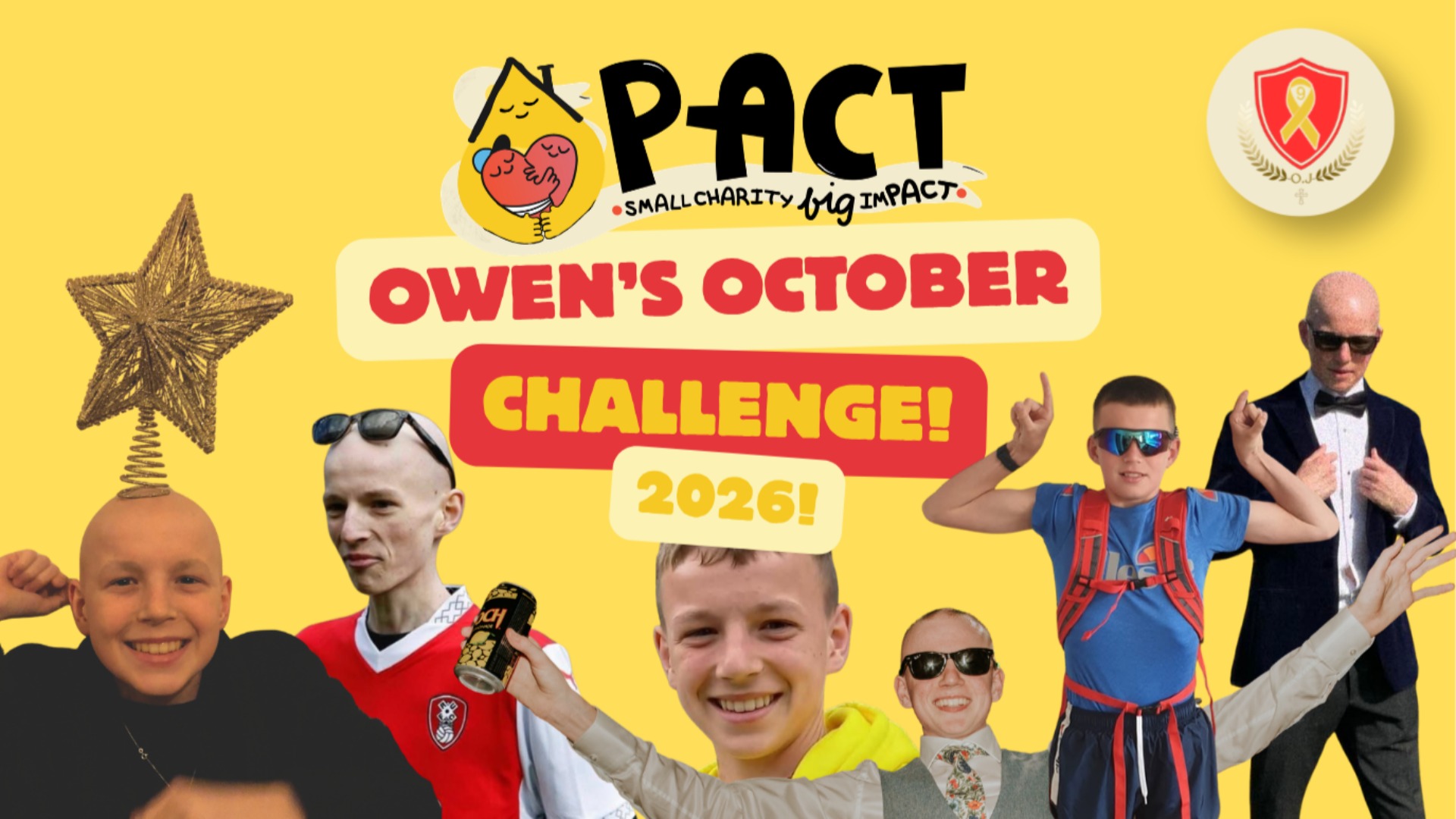 Image of Owen's October Challenge - fundraising for PACT