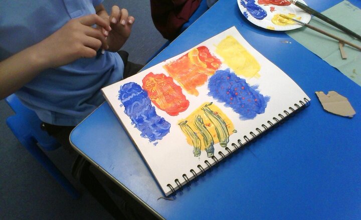Image of This week, in art we have been using different tools with paint to create art work.