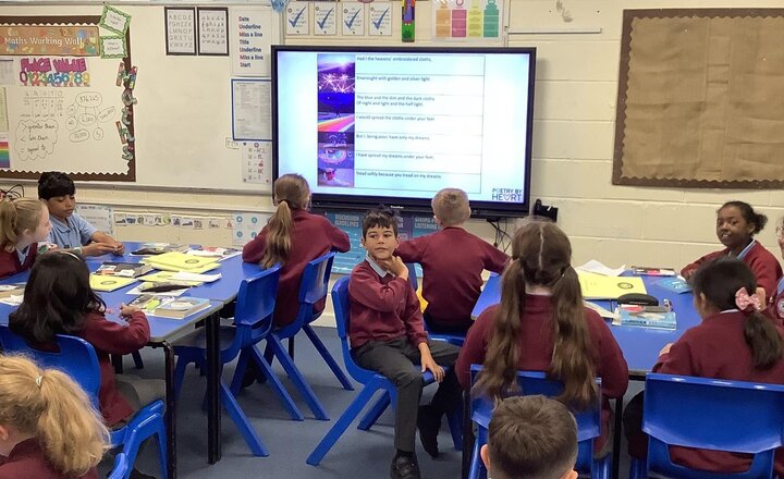 Image of Learning a poem in English ready to perform to the rest of the school tomorrow.