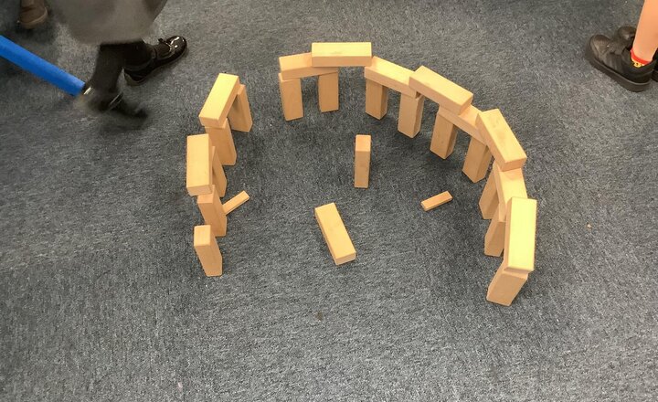 Image of Year 3 have been learning about Stonehenge so today we looked at lots of pictures and had a go at building our own. ‘StAidanshenge’.