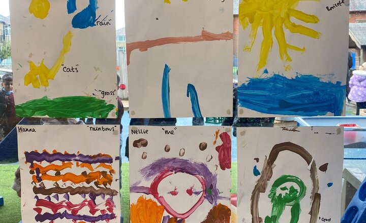Image of We have been recalling our knowledge of CREATION in the painting area this week.