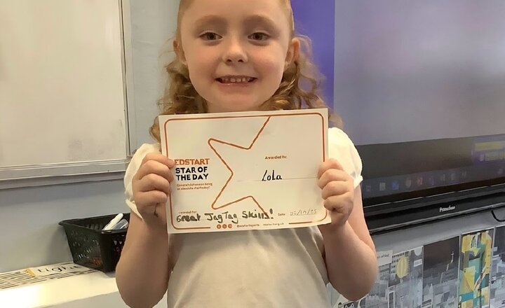 Image of Throwing and Catching in PE with Coach Jake, Lola was Jake’s star of the day for super listening and team work!