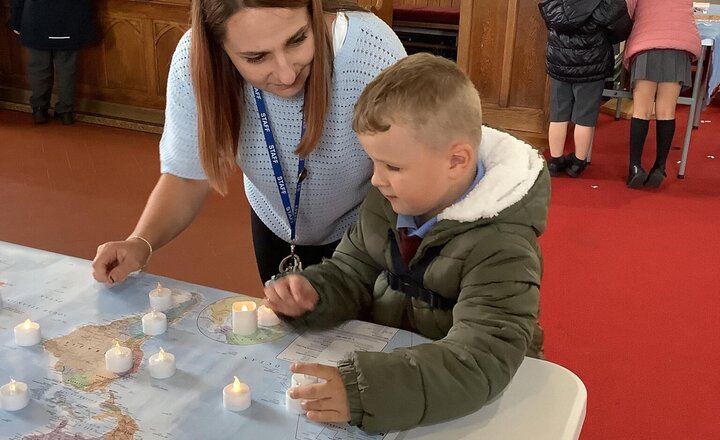 Image of Today we have visited church and had the pleasure of completing various activities at different stations. This was to support us in prayer for different causes and reasons. Thank you to Reverend Alice and Church for hosting this special event.