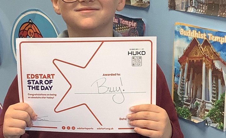 Image of Billy was awarded a certificate today by Jake as he demonstrated extra effort in cricket.