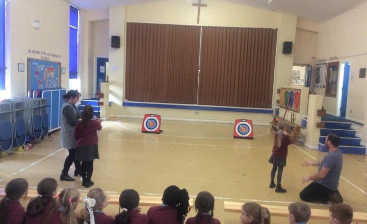 Image of Archery in PE this afternoon.