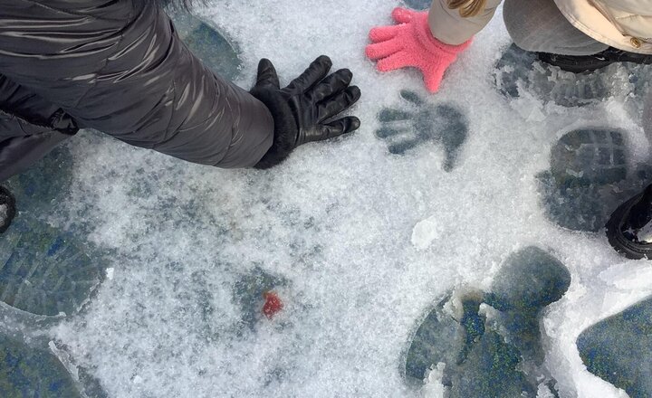 Image of Reception having fun in the snow.