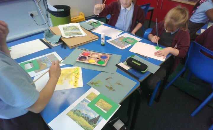 Image of This afternoon in art we have been using viewfinders to pinpoint different brush strokes we can use.