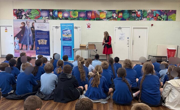 Image of What a special start to this half term for our Year 5 children. Mrs Moss has managed to arrange a visit to Mill Hill library to hear a story and meet the infamous Christina Gabitas, a famous Blackburn author.