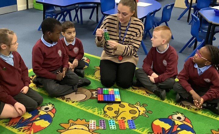 Image of In Maths, we have been recapping numbers bonds to 10. We used numicon and other equipment to helps us. We did a great job!