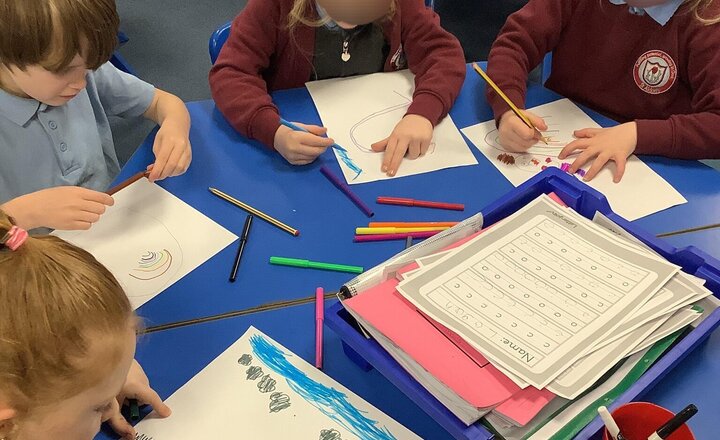 Image of In RE, we have started our new topic of creation. To start this off, we have been getting creative and discussed how we felt after we had made our creations. We then thought about how God might of felt after he made the world.