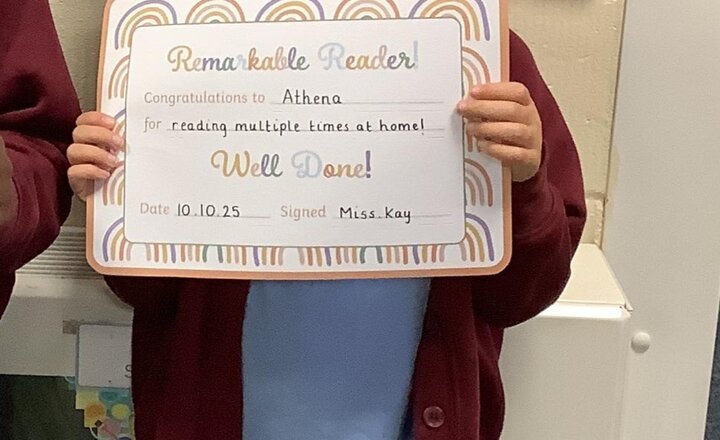 Image of Athena is one of Year 1's readers of the week!