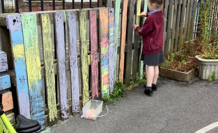 Image of Decorating our outdoor area.