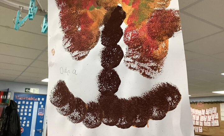 Image of We have been painting autumn trees today.