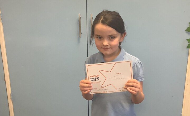 Image of Texas has been chosen by Jake in her PE lesson for working super hard. Well Done Texas.