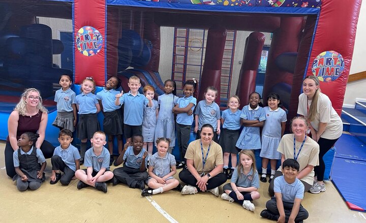 Image of Mrs Harrison, thank you so much for our amazing end of year treat! The bouncy castle was so much fun, and it was lovely to see all the children experience the joy that comes from following our ALWAYS rights.
