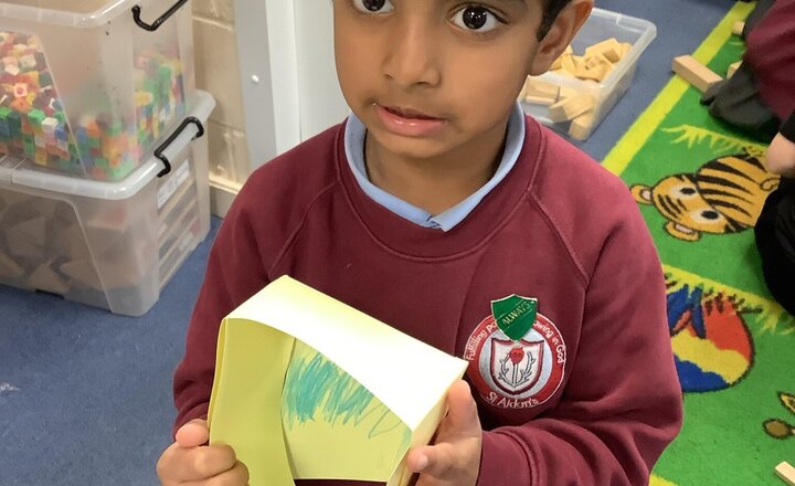 Image of In RE, we have been learning all about theJewish festival of Sukkot. Today, we made our very own Sukkahs! Ask your children about this at home!