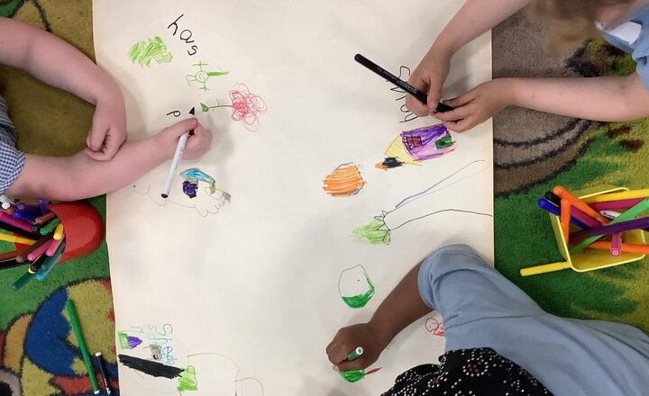 Image of At our Pen Party today we drew our own farmyards with inspiration from the book ‘What The Ladybird Heard’.