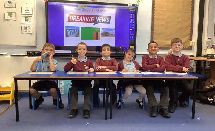 Image of Our Geography Show It. For the past 10 weeks we have been learning all about Zambia. Year 2 have learnt so much and showed excellent presentation skills and sticky knowledge.