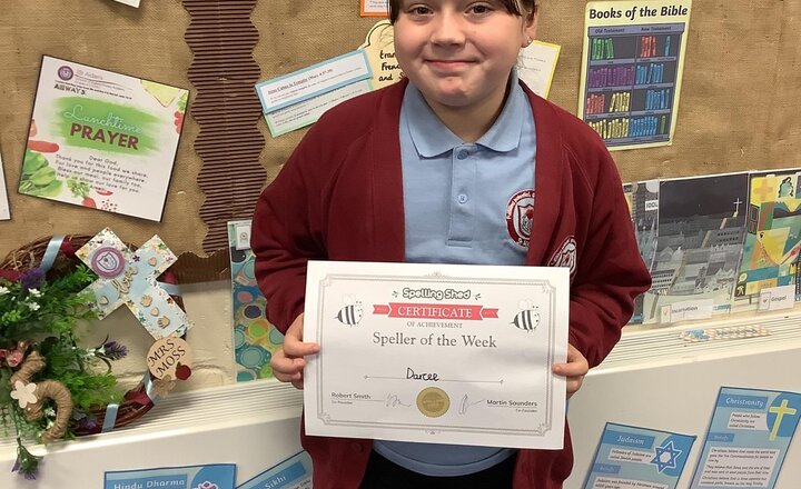 Image of Darcee is this week’s speller of week. Well done Darcee!