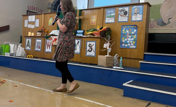 Image of A huge thank you to all the school, church and community members who came to our harvest worship in school this morning. We had a wonderful time celebrating with you all.