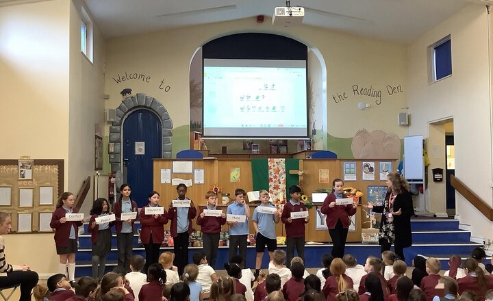 Image of Today, in our Tuesday worship with Reverend Alice we learnt The Lord's Prayer using Makaton. We then, looked at God's world and the values in action he would want us to demonstrate as Christians.