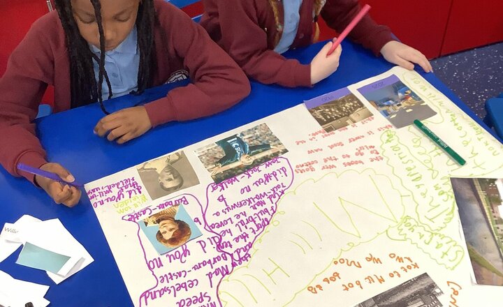 Image of History Show It! We made posters this afternoon, sharing our knowledge of Mill Hill's history, including Cotton Mills and key figures. The children were great at comparing the school's past and present. ​Find out what your children's sticky knowledge is!