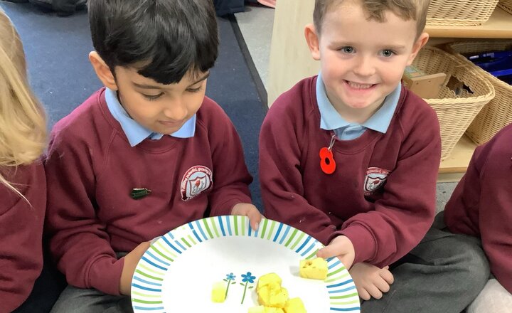 Image of We enjoyed mango, pineapple and avocado for snack today.