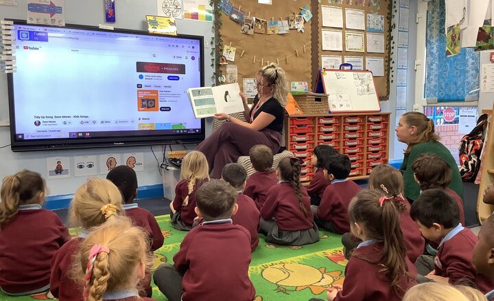 Image of Story time with Miss Abbotts today.