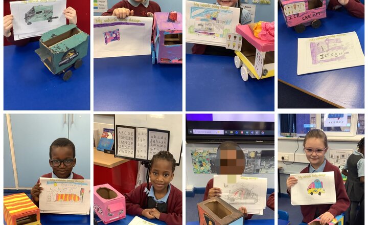 Image of The children thoroughly enjoyed creating their wheeled vehicles this week. It was amazing seeing their imagination at work! We raced this morning and Perez had the fastest car—well done Perez!