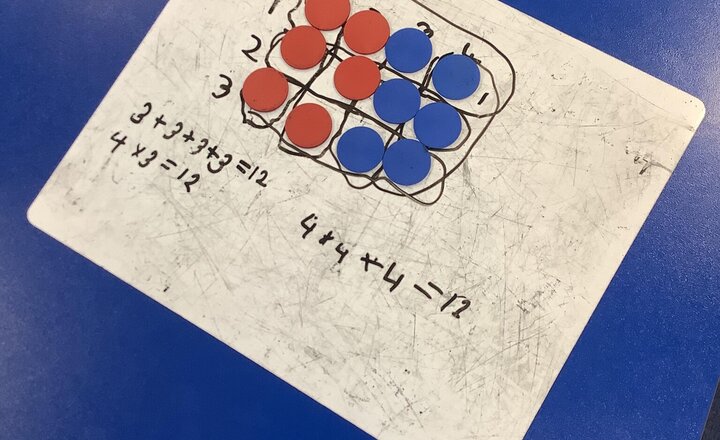 Image of Year 2 have been exploring arrays to understand multiplication and division. Using counters and pictures, they worked brilliantly to create equal groups and link them to number sentences. Well done, Year 2!
