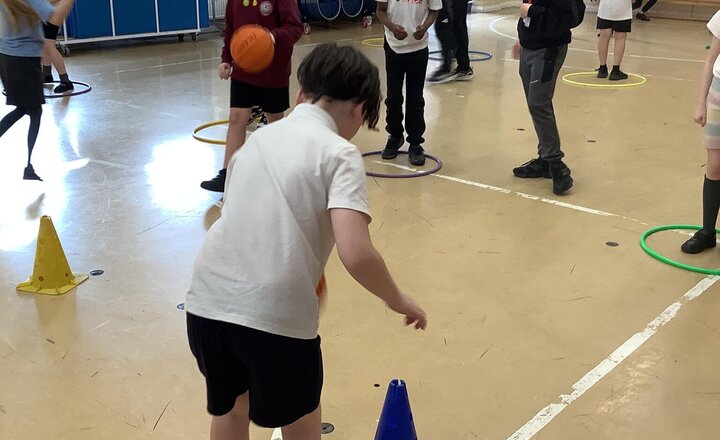 Image of The progress in our PE lessons with Jake has been lovely to witness. The children are showing great focus and their basketball techniques are improving every week. Keep up the hard work!