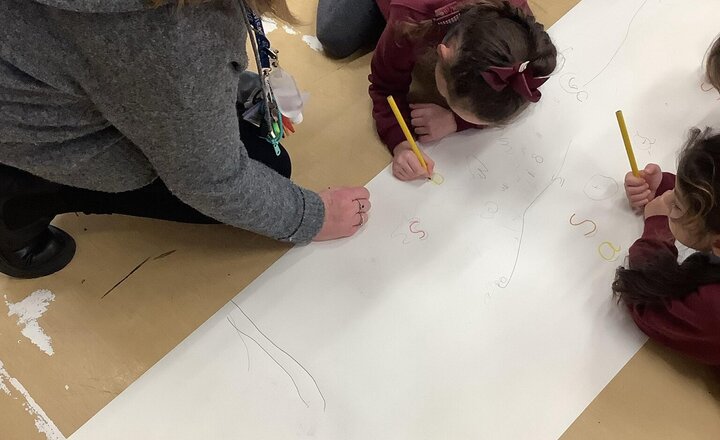 Image of Reception warming their fingers up in dough disco ready for pen party! In pen party we have been recapping our letter formations and names.