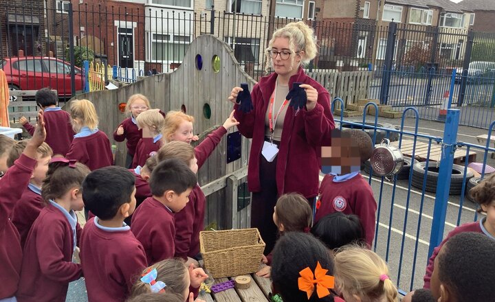 Image of In Maths, we have also been learning about numbers 9 and 10. Looking at different representations and groupings to make 9 and 10.   Reception went on a number hunt to find different representations.