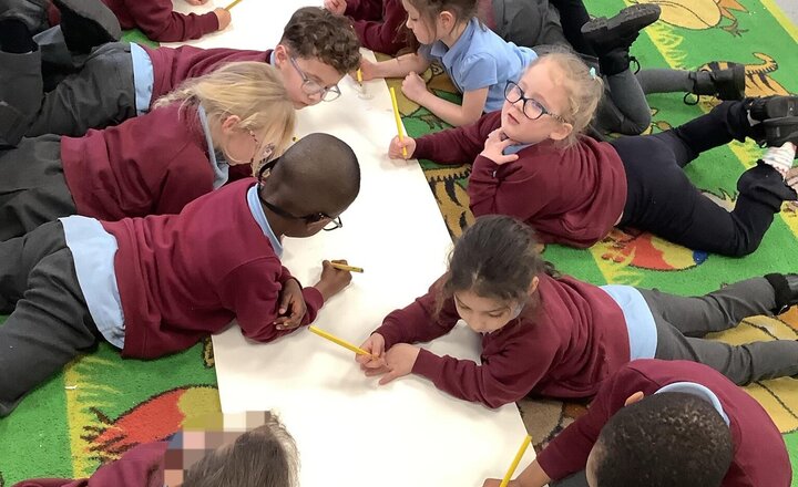Image of Practising writing some phonics sounds and our names in pen party.