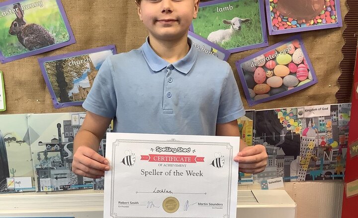 Image of Congratulations to Lochlan, who is our Speller of the Week for this week!