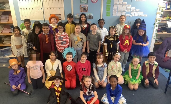 Image of Year 3 World book day 2026.   Some amazing costumes for today excellent effort.