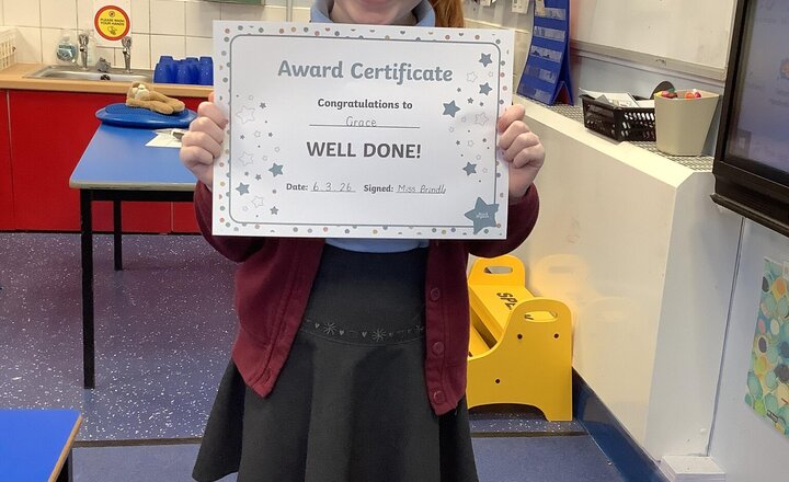 Image of This week our reader of the week is Grace... Grace shows a love for reading, she always puts 100% effort into both reading at home and in school. Keep up the good work Grace!